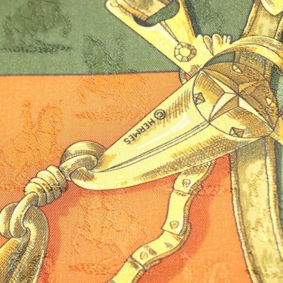 HERMES Carre 90 Scarf ""L'INSTRUCTION DU ROY"" Silk Green Auth - Picture 10 of 15